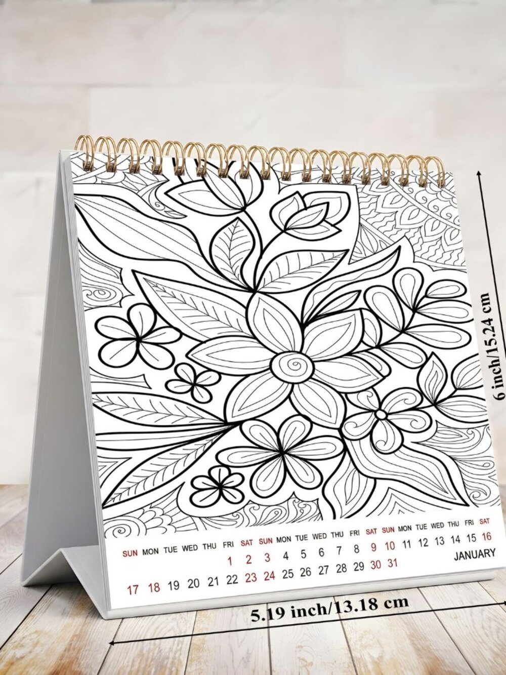 2027-12 Months Desk Coloring Calendar Desktop Planner with To-Do List (Flowers)